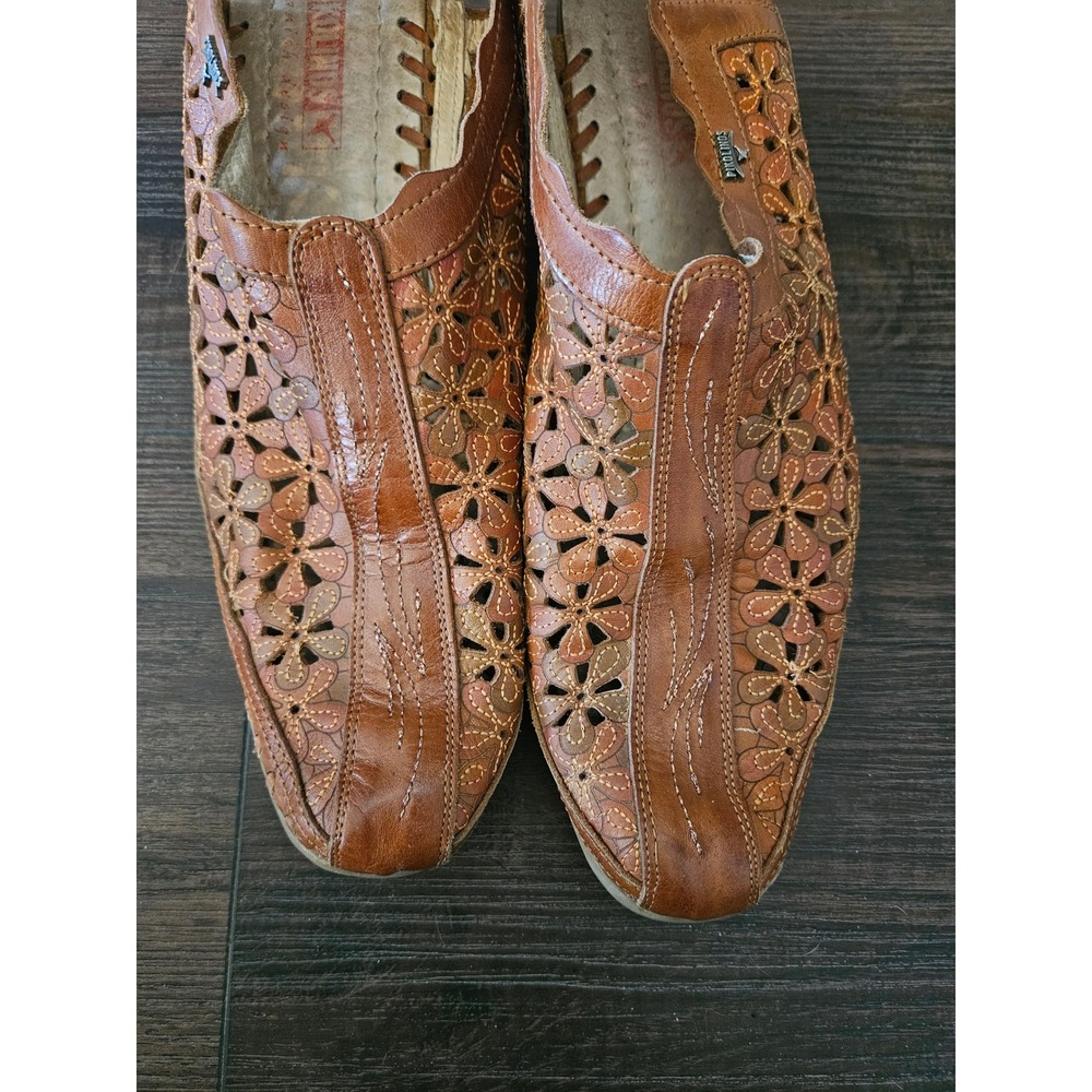 PIKOLINOS Leather Daisy Cutout Scalloped Mules Artisan Boho Cottagecore - Sz 40 - Picture 10 of 12